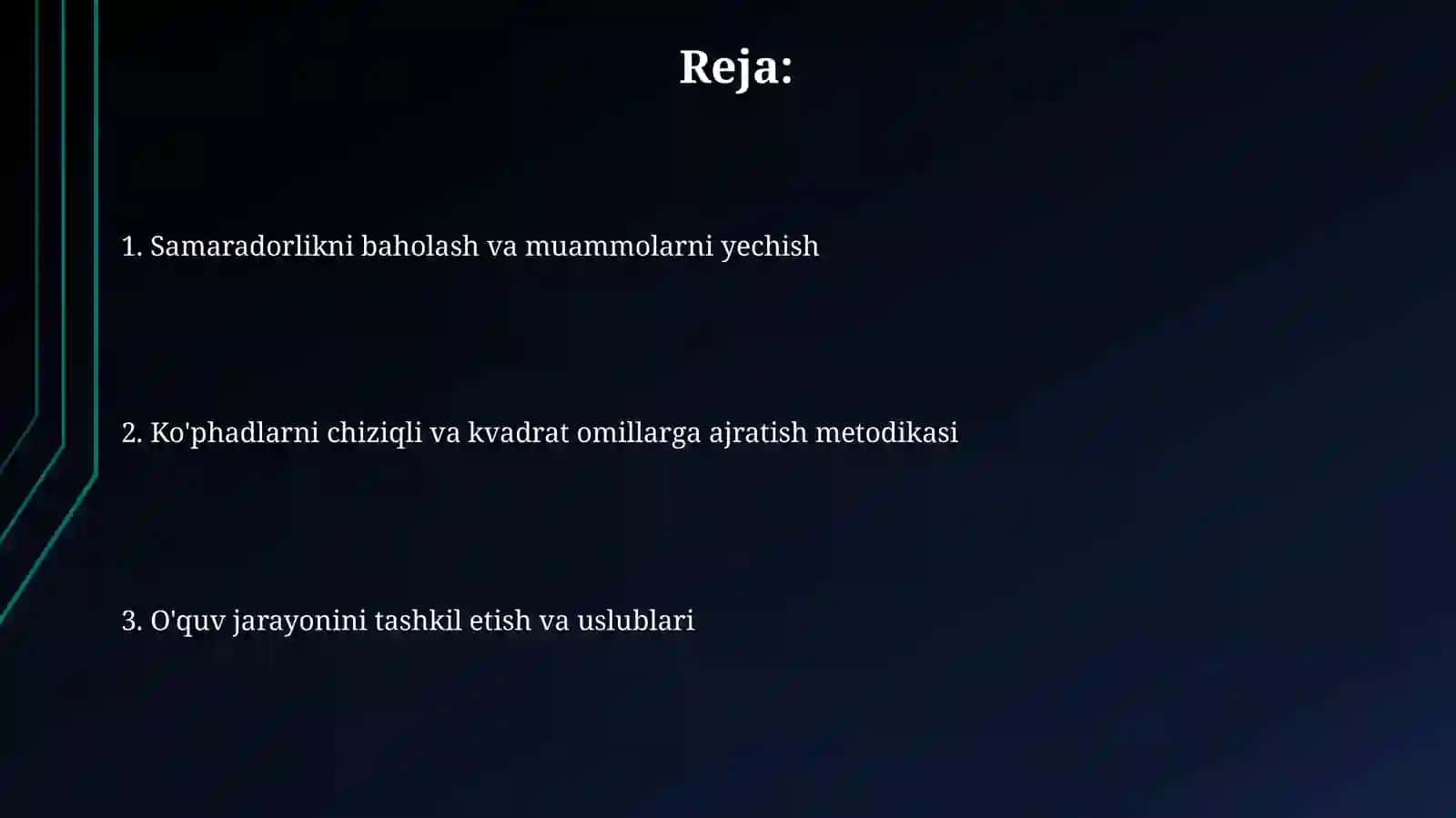 Ko'phadlarni chiziqli va kvadrat uchhadli koʻpatuvchilarga ajratish mavzusni oʻqitish metodikasi 2