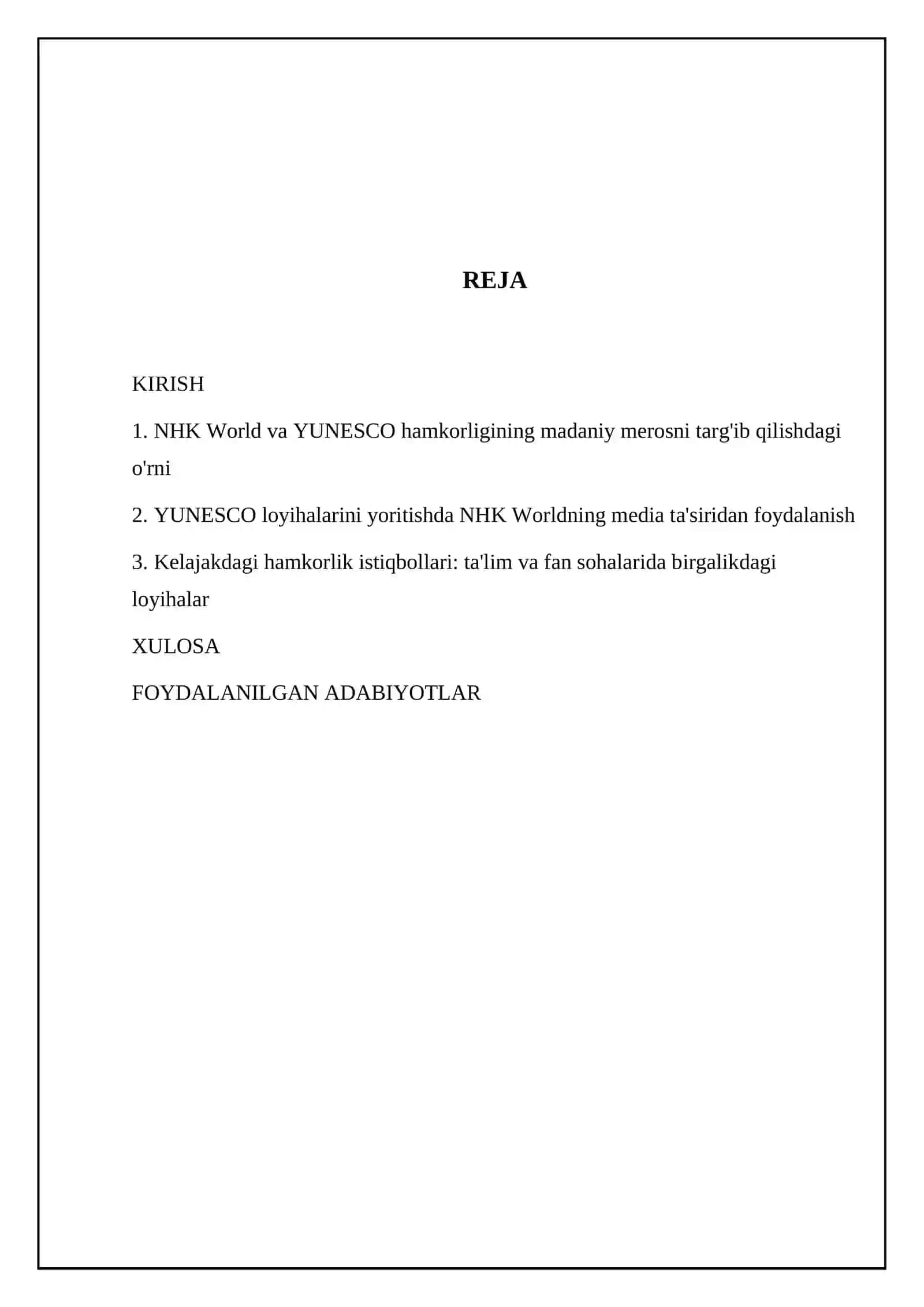 NHK World telekanalining YUNESCO bilan hamkorlik loyihalari 2