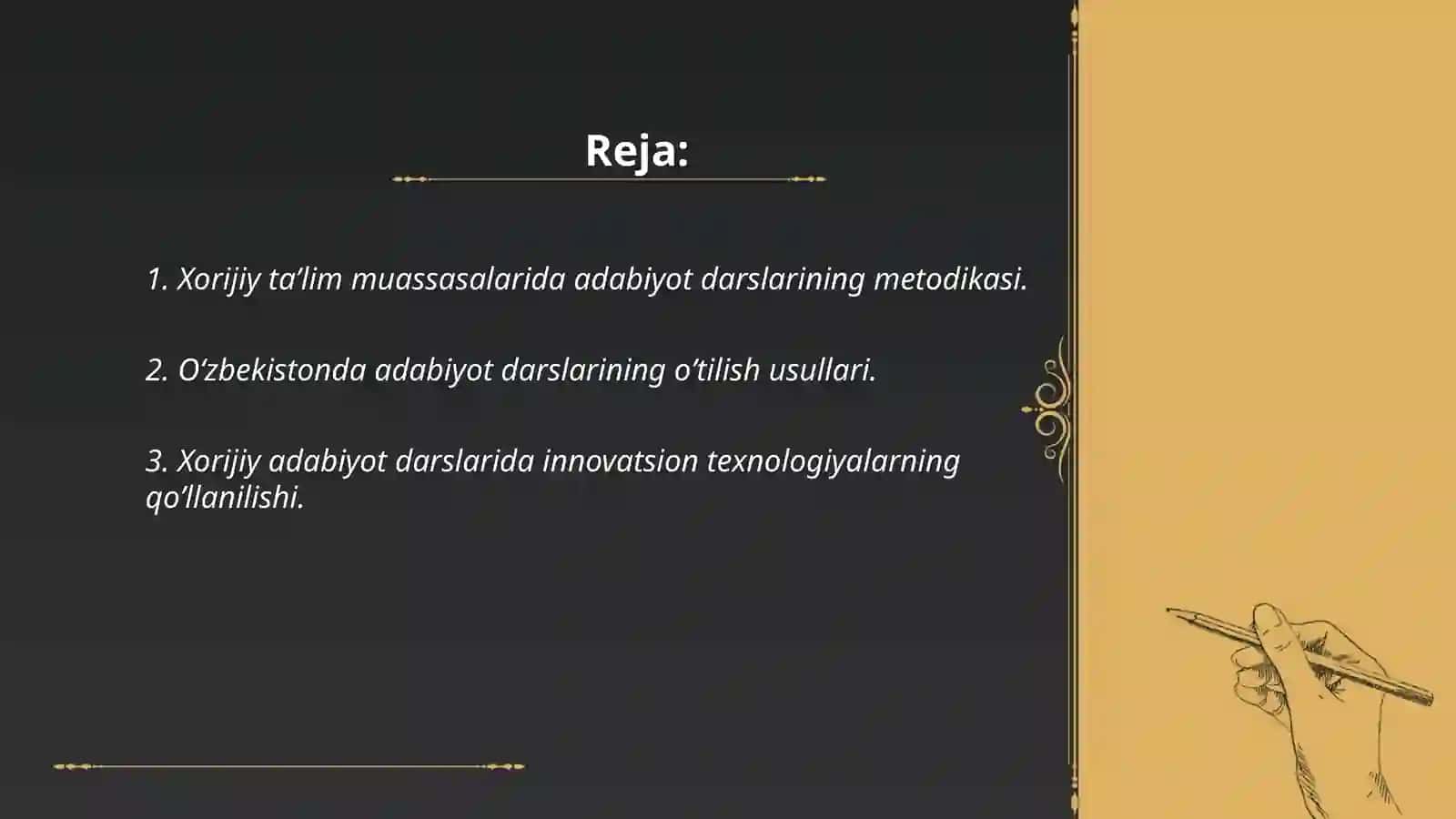 Xorij va Oʼzbekiston taʼlim muassasalarida adabiyot darslarini oʼtishdagi afzalliklar va muammolar ni qiyoslab oʼrganish 2