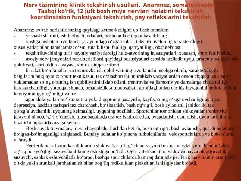 Nerv tizimini klinik va asbob-uskunalar yordamida tekshirish usullari 2