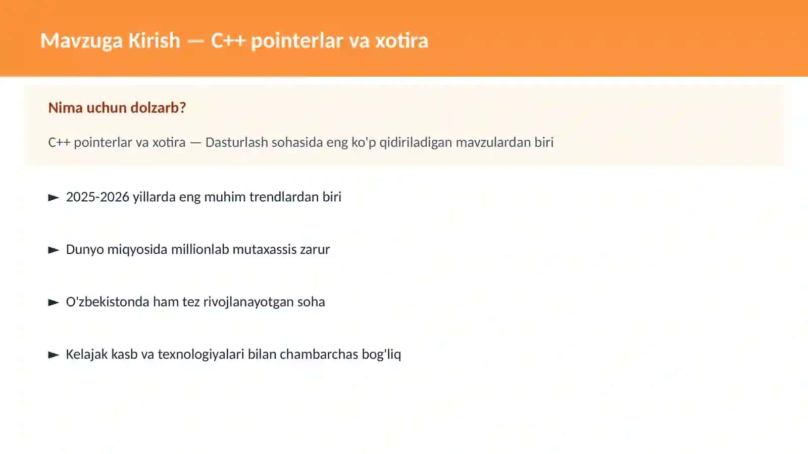 C++ VA TIZIM DASTURLASH 2