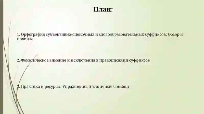 Правописание суффиксов имен существительных:субъективно -оценочное и словообразоватеьные суффиксы 2