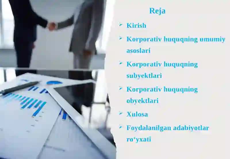 Korporativ huquqning subyektlari va obyektlari 2