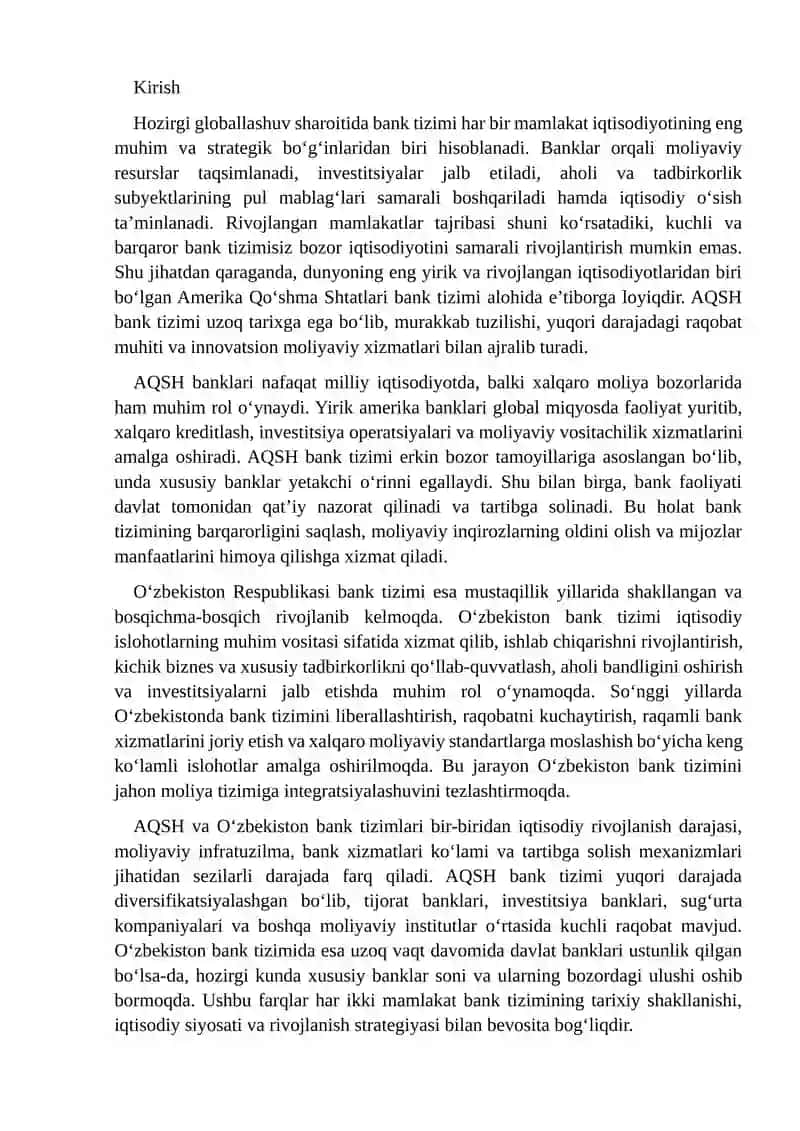 AQSH banklari va O‘zbekiston banklari farqlari 2