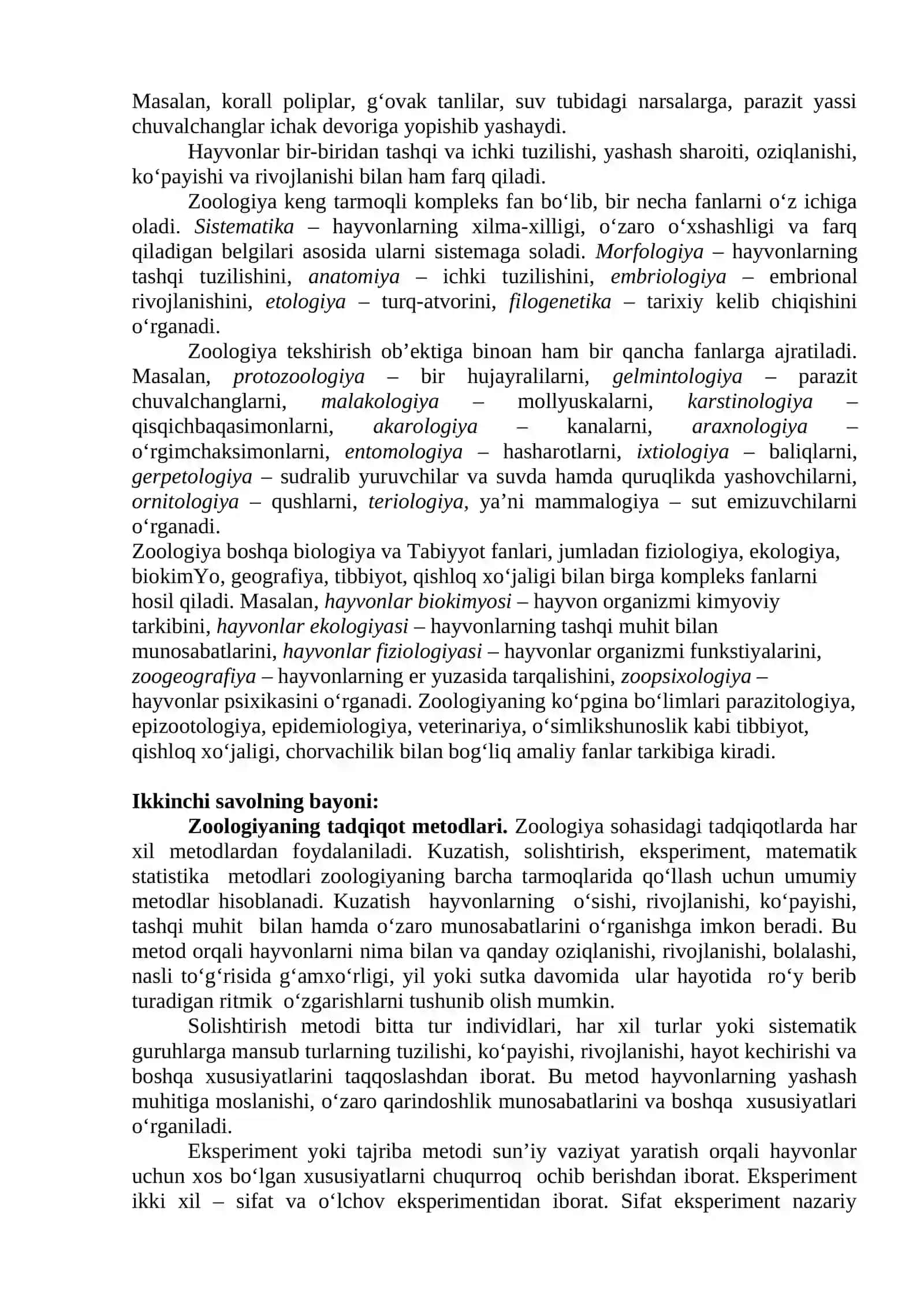 Zoologiya faniga kirish. Umurtqasizlar bilan tanishuv. Protozoologiya 2