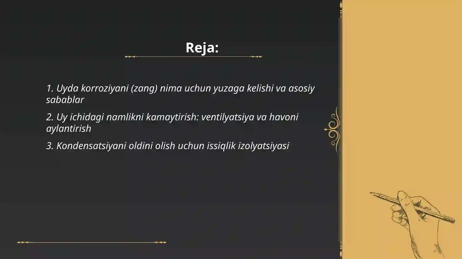 Uyda karrozyani kamaytirish yollari 2