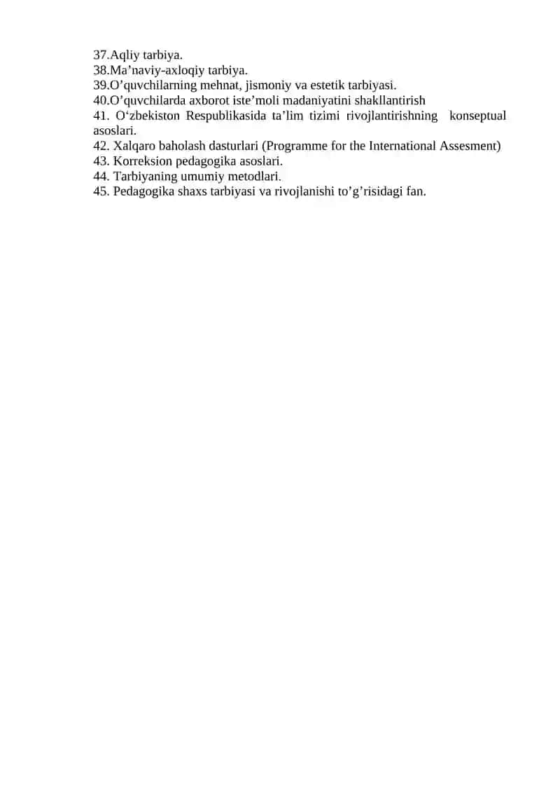 Matematika va informatika ikkinchi mutaxassislik sirtqi talabalari uchun mustaqil ta’limning mavzulari 2