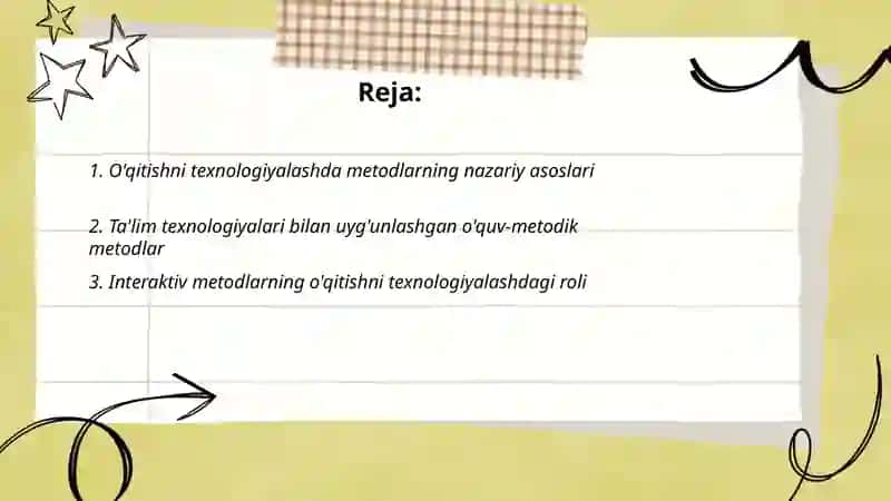 O'qitishni texnologiyalashda metodlarning ahamiyati 2