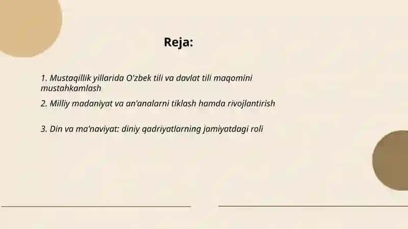 Mustaqillik yillarida O'zbekistondagi madaniy va manaviy taraqqiyot 2