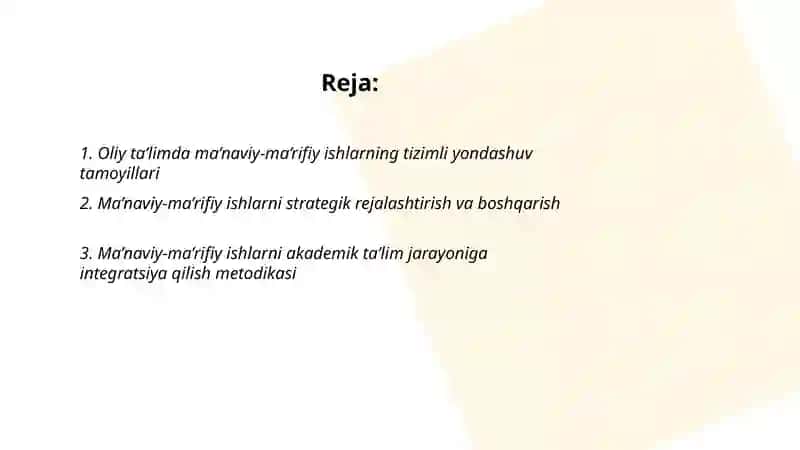 Oliy ta’limda ma’naviy-ma’rifiy ishlarning tizimli yondashuv tamoyillari 2