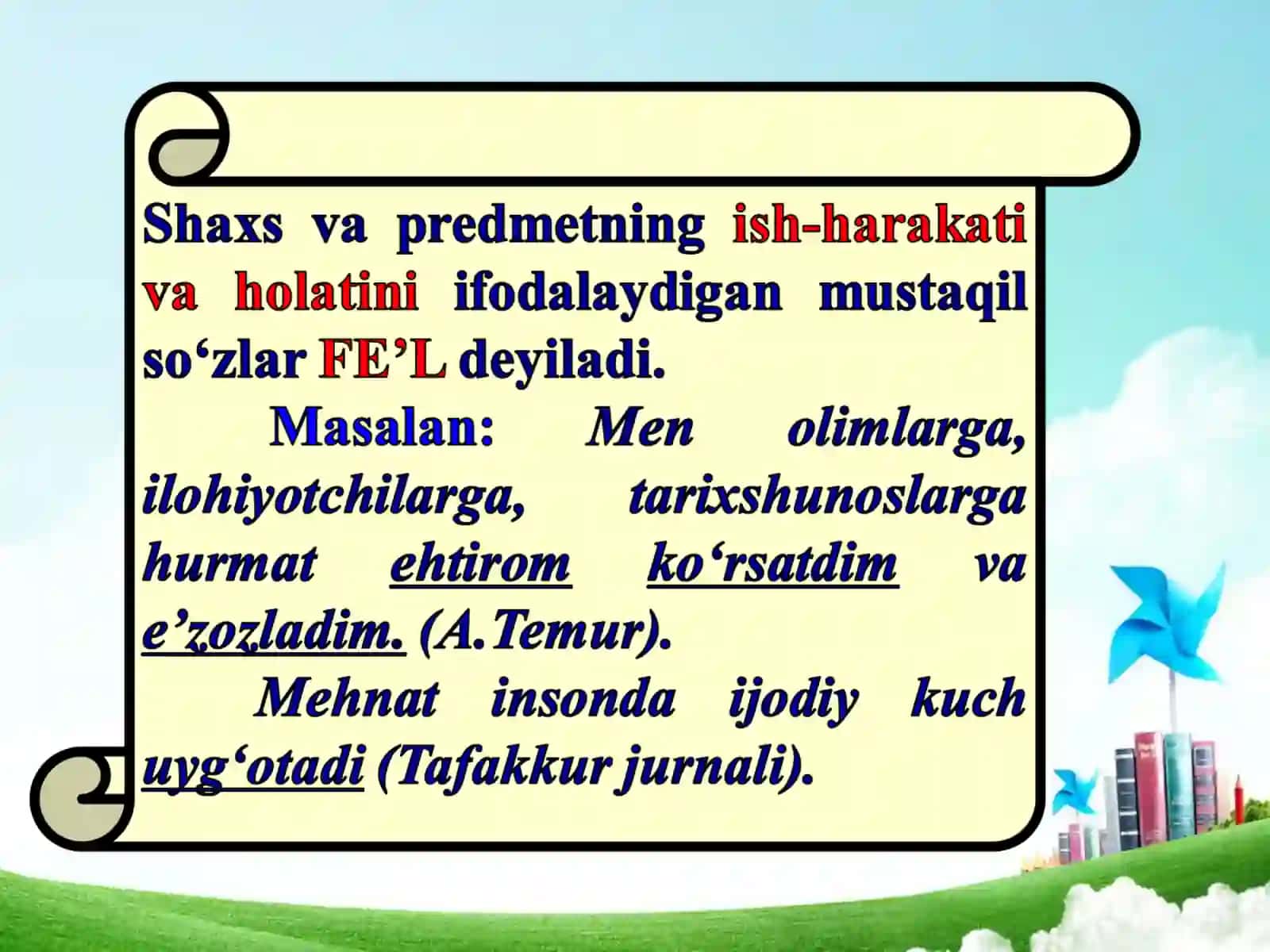 Fe’l so‘z turkumi sifatida. Fe’lning vazifadosh shakllari 2