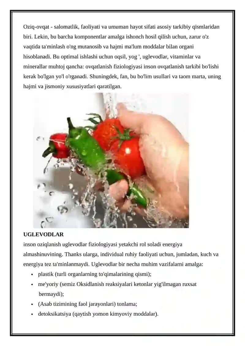 OVQATLANISHNING FIZIOLOGIK ME'YORLARI 2