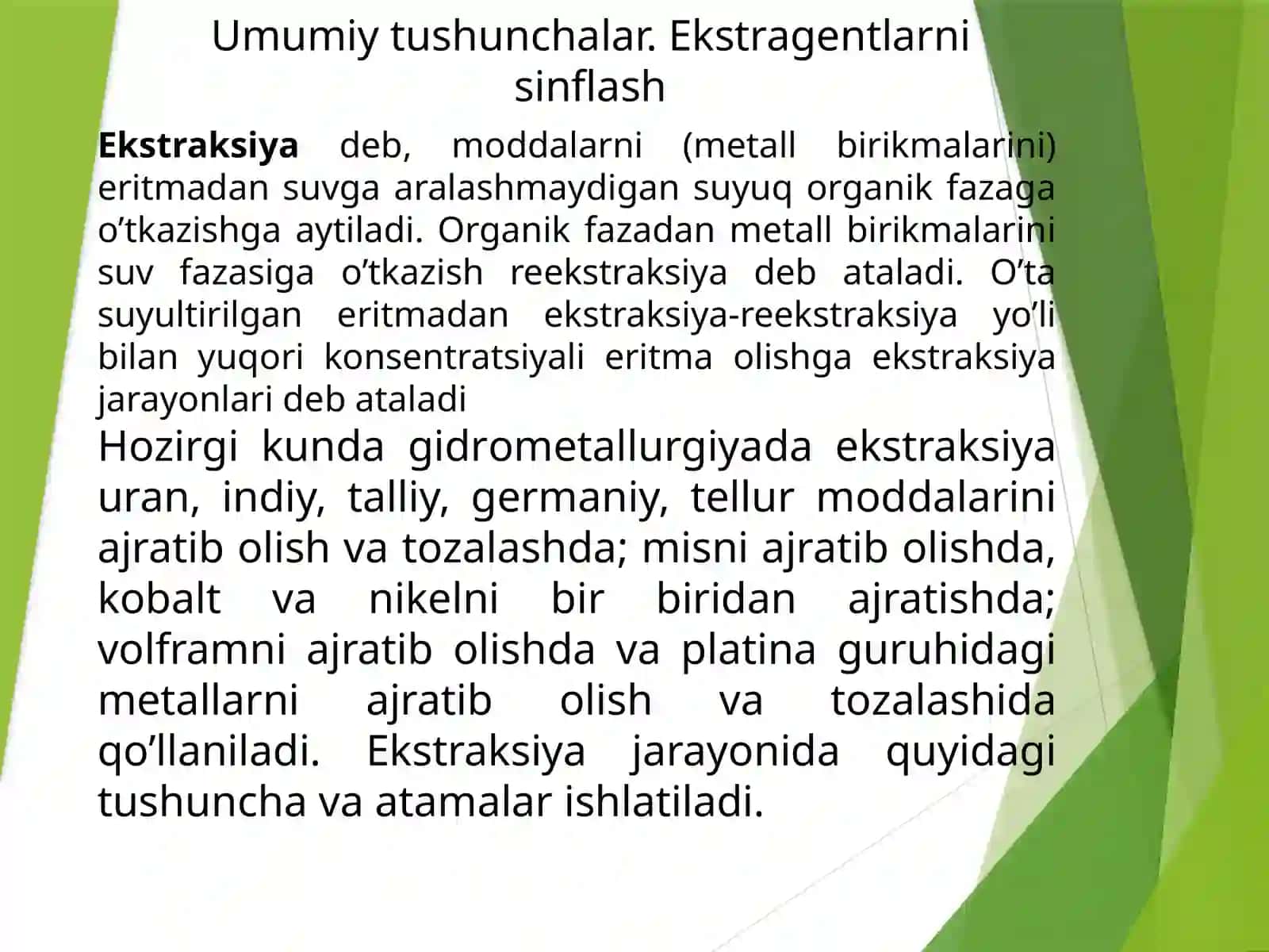Ekstraksiya Jarayonlarning Asoslari 2