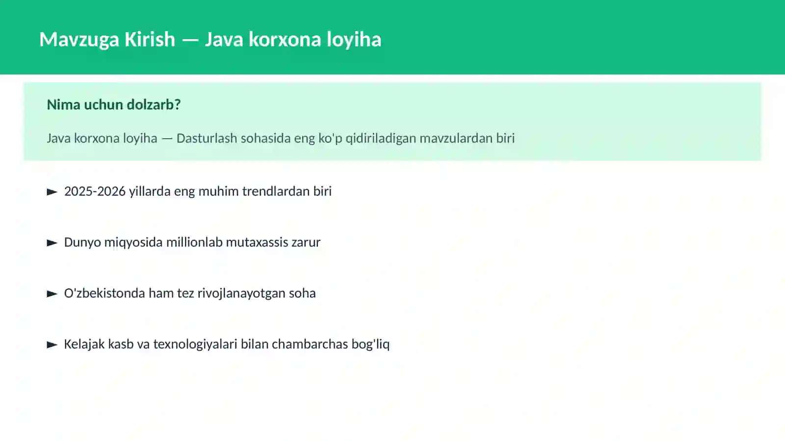 Java korxona loyiha 2