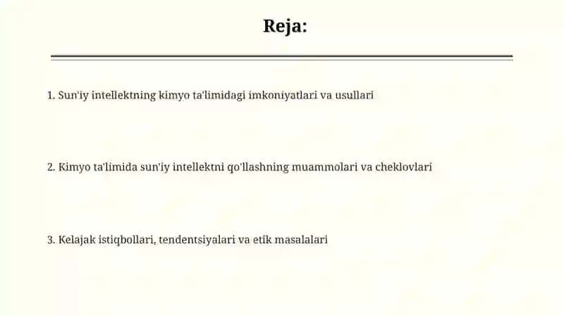 Sun'iy intellektning kimyo ta'limi 2