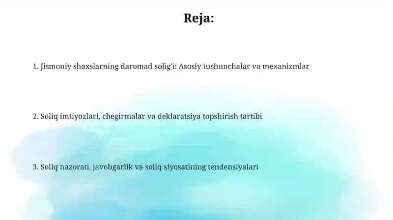 Jismoniy shaxslardan olinadigan daromad solig'i 2