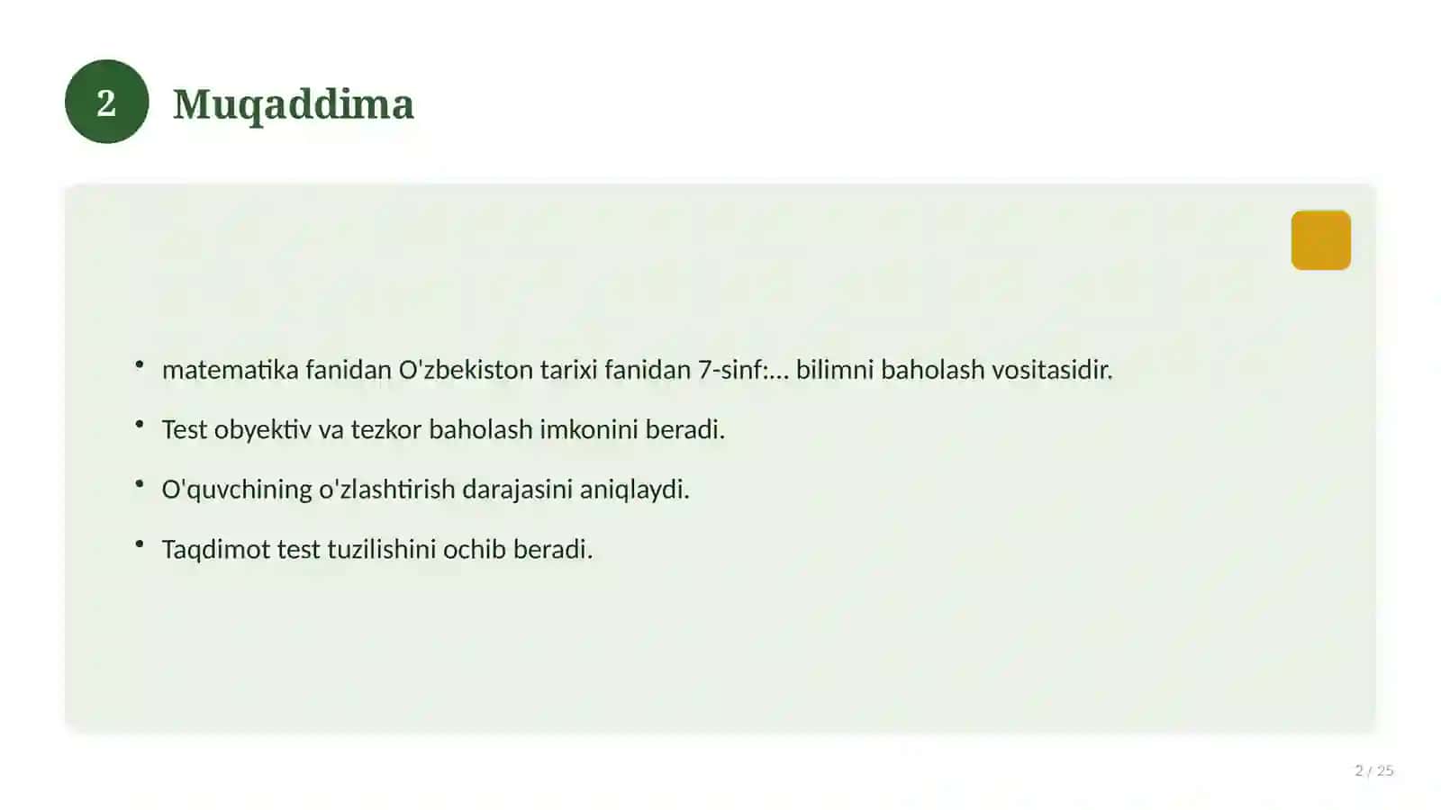 O'zbekiston tarixi fanidan 7-sinf: mavzulashtirilgan nazorat ishi va tahlil 2