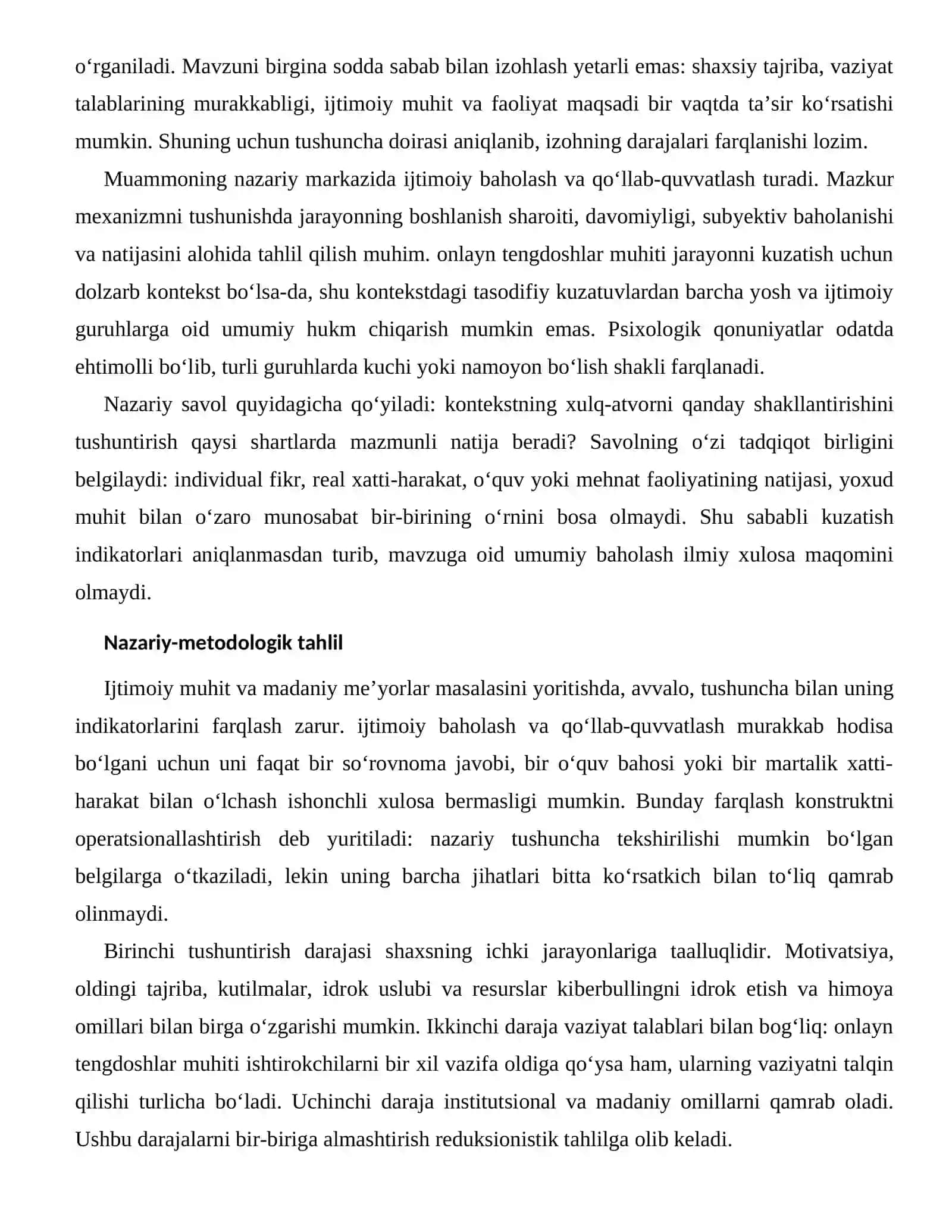 KIBERBULLINGNI IDROK ETISH VA HIMOYA OMILLARI — IJTIMOIY-MADANIY OMILLARI 2