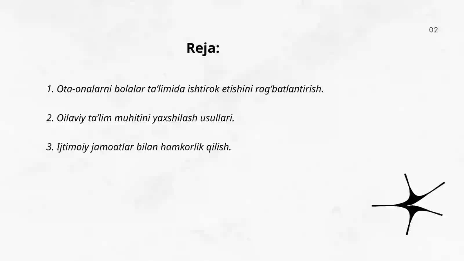 Yordamga muhtoj bolalarni taʼlim tizimiga jalb etishda ota-onalar,oila va jamoatchilik bilan ishlash Abdiqodirova Muazzam 2