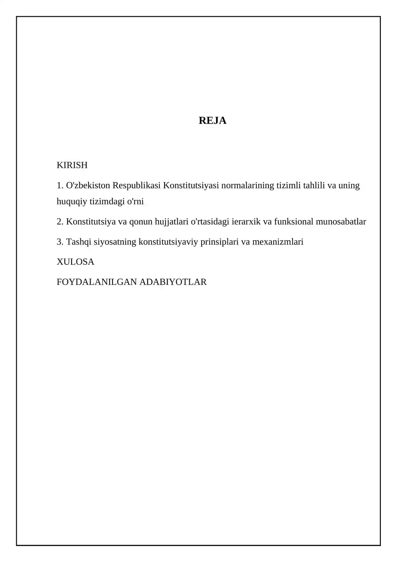 O'zbekiston Respublikasi Konstitutsiyasi normalarining tizimli tahlili va uning huquqiy tizimdagi o'rni 2