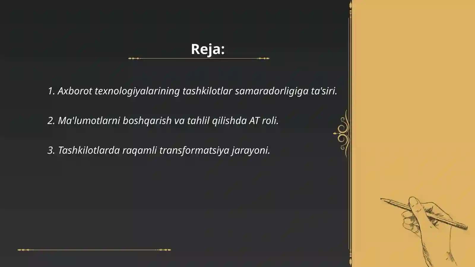Axborot texnologiyasi (AT) ning tashkilotlar ish uslubiga taʼsiri. Mikroprotsessorli uy qurilmalari 2