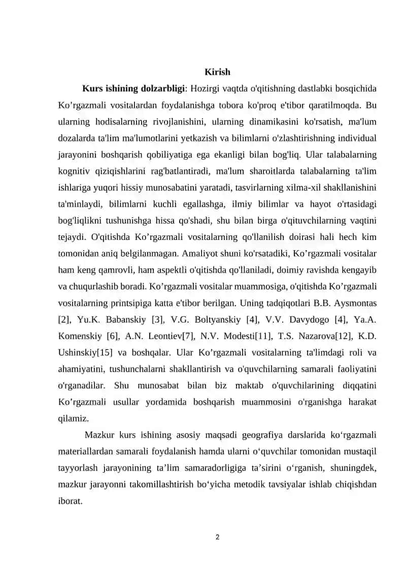 Geografiya fanini o'qitishda ko'rgazmali vositalardan foydalanish 2