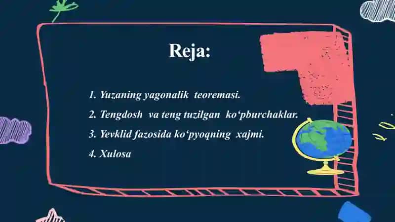 Tengdosh va teng tuzilgan ko'pburchaklar, ko'pyoqning xajmi 2