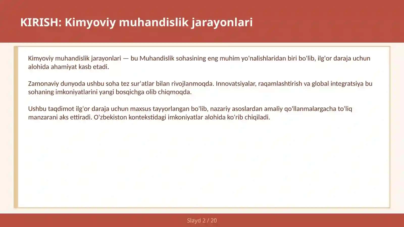 KIMYOVIY MUHANDISLIK JARAYONLARI 2