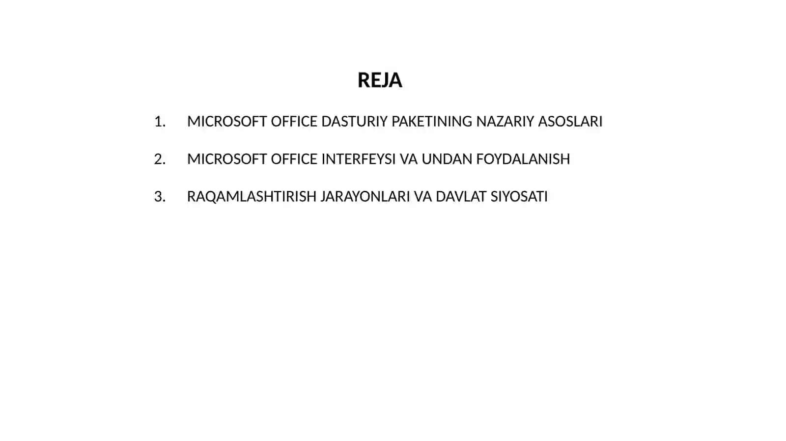 MICROSOFT OFFICE PAKET TARKIBI VA INTERFEYSI 2