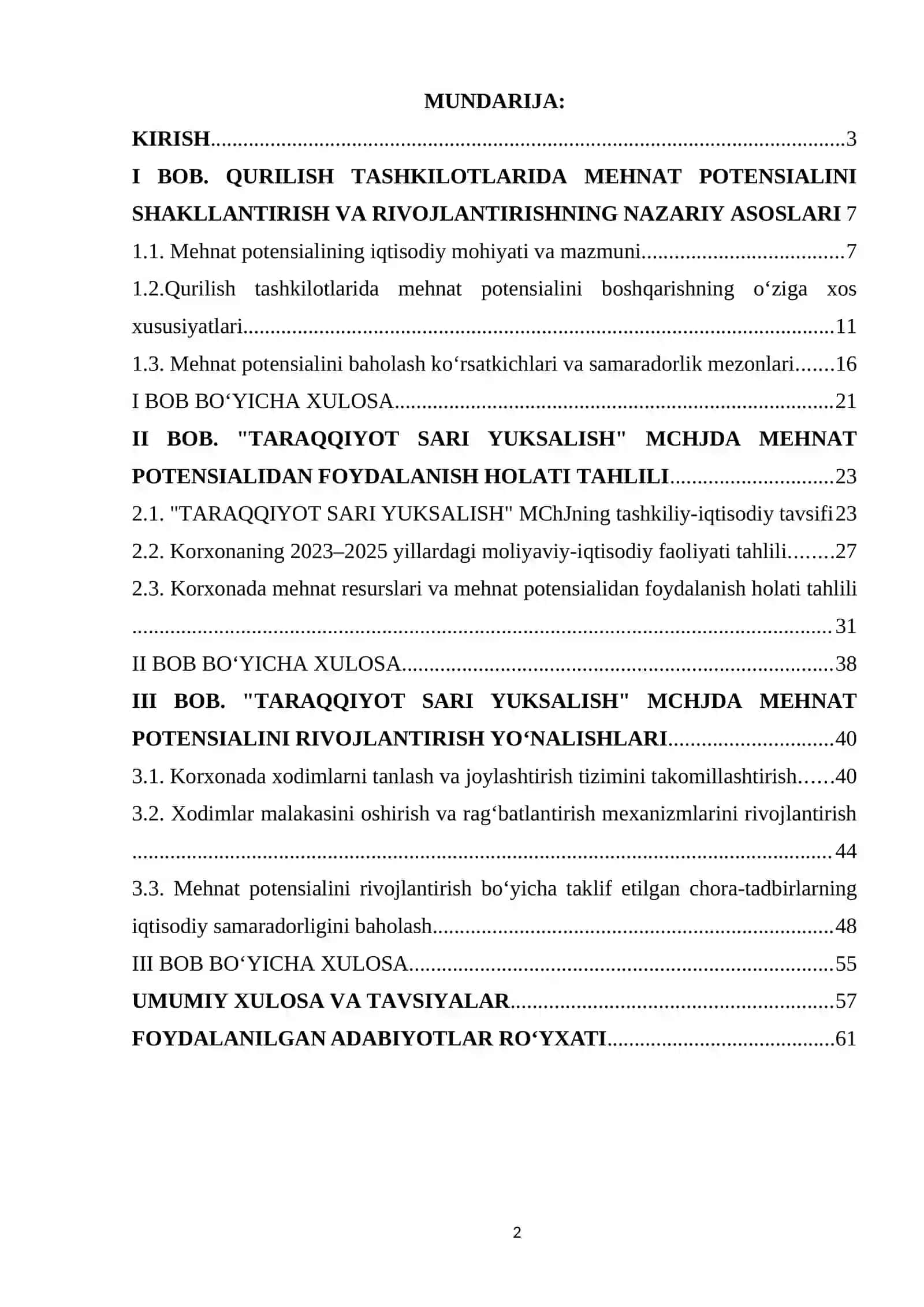 Qurilish tashkilotlarida mehnat potensialini shakllantirish va rivojlantirish yo‘llari 2