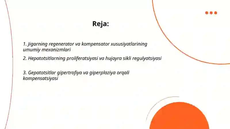 Jigarning regenerator va kompensator xususiyati 2
