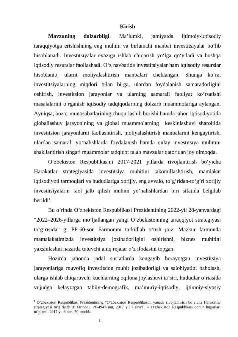Xorijiy investitsiyalarni jalb qilish usullari va shakllari 2