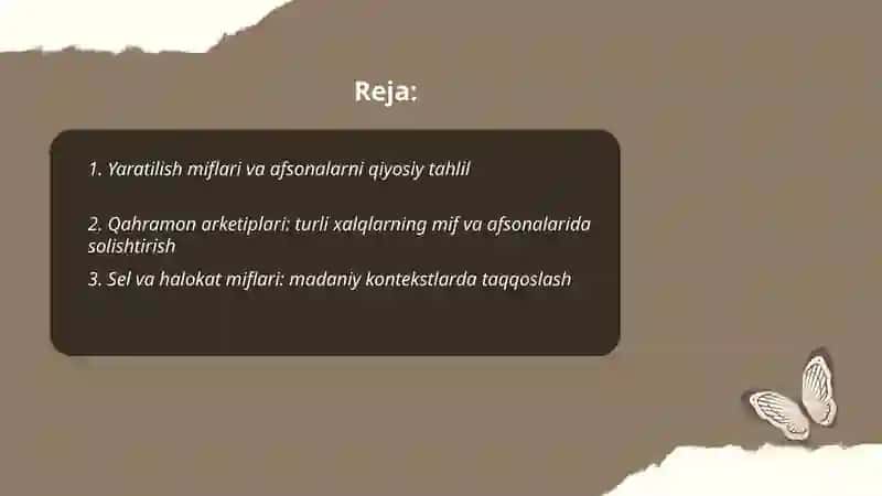 Mif va afsonalarni qiyosiy tahlil 2