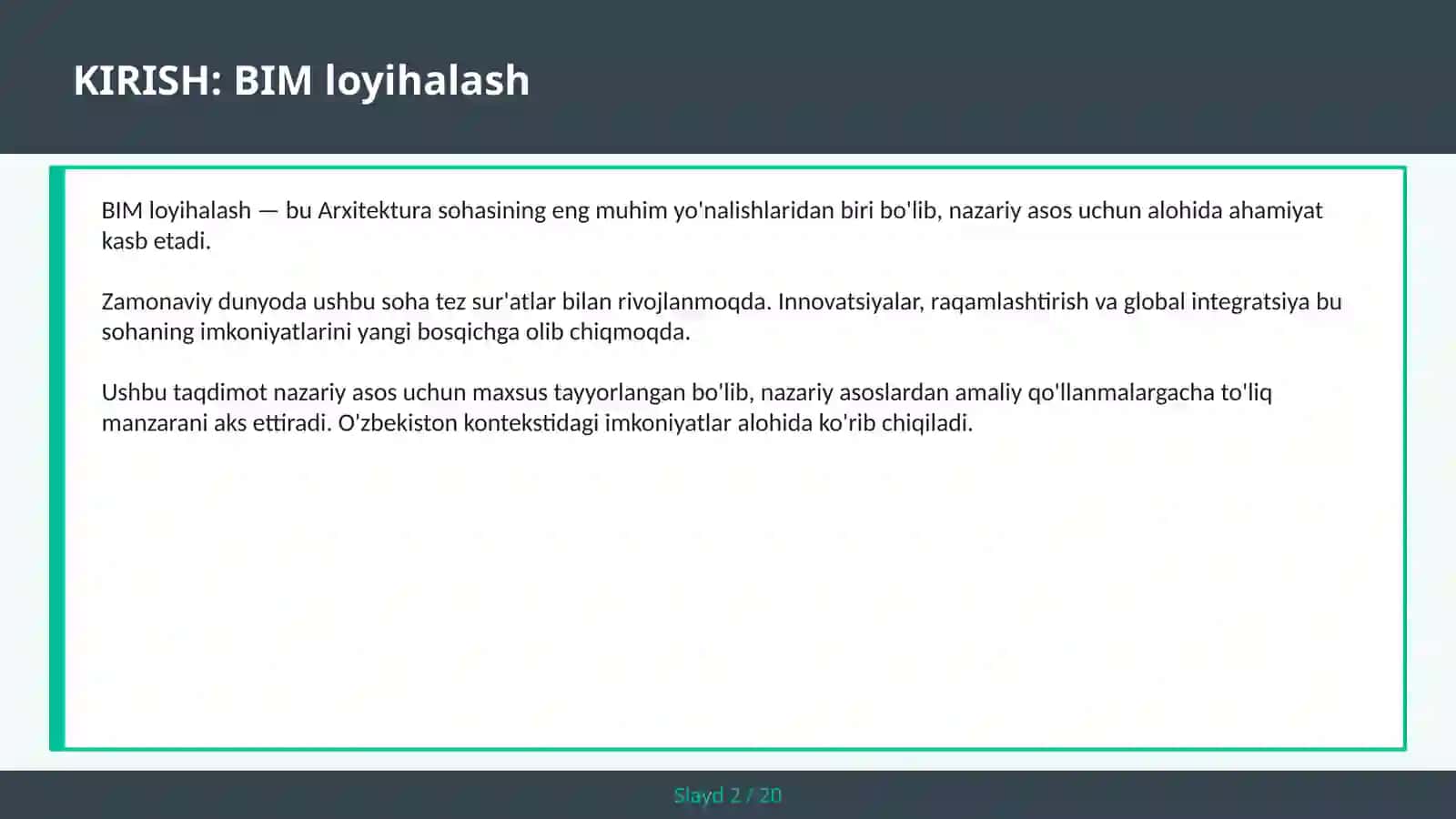 BIM loyihalash 2