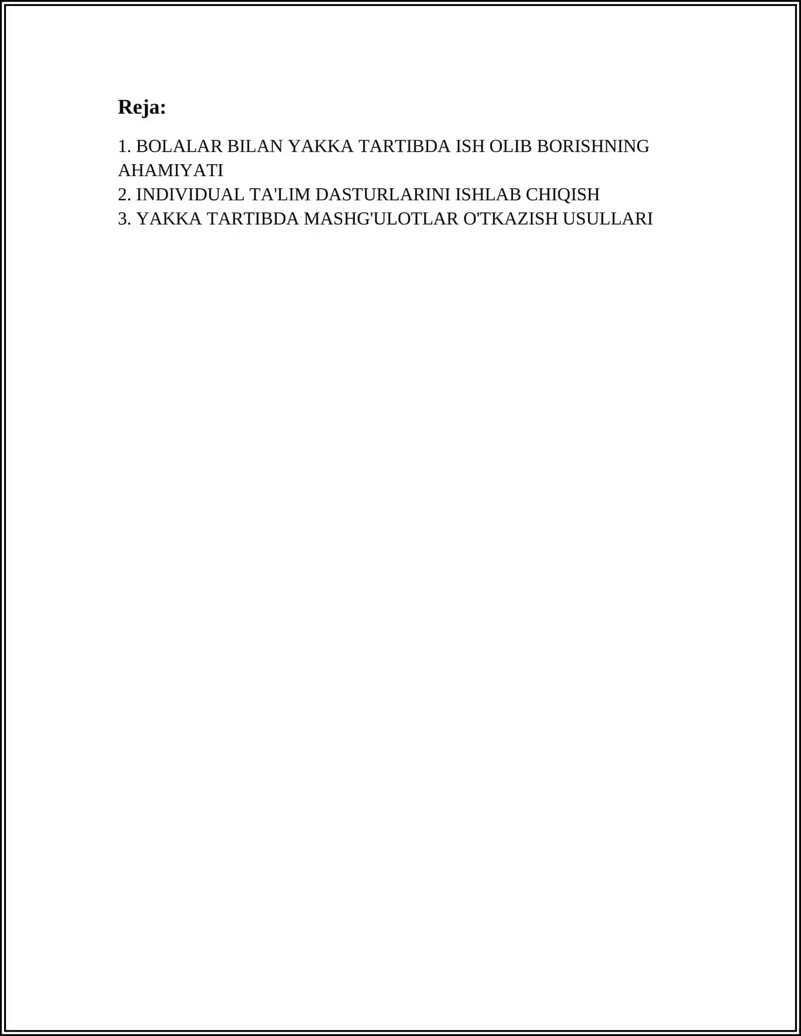 BOLALAR BILAN YAKKA TARTIBDA ISH OLIB BORISH 2