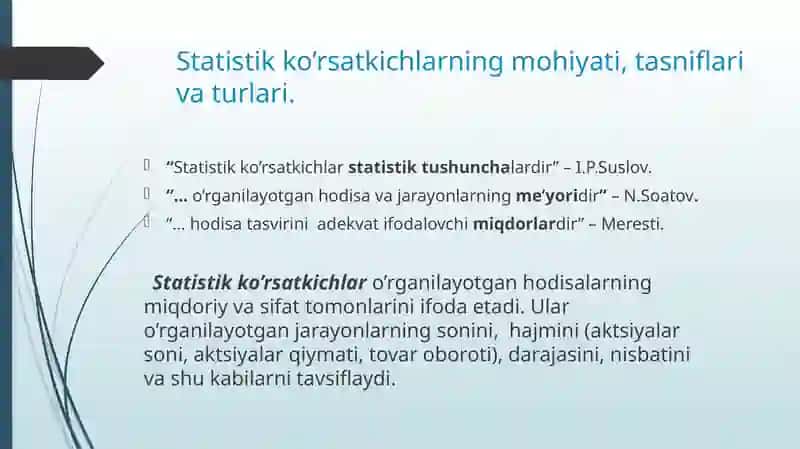 Statistik ko’rsatkichlar 2