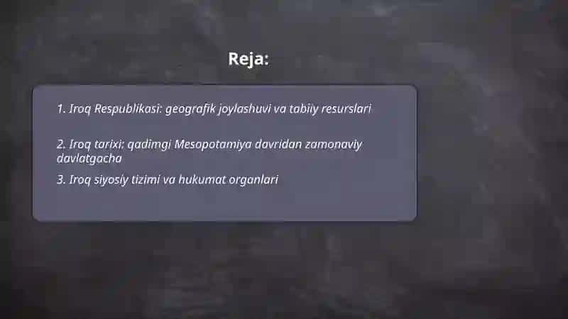 Iroq Respublikasi: geografik joylashuvi va tabiiy resurslari 2