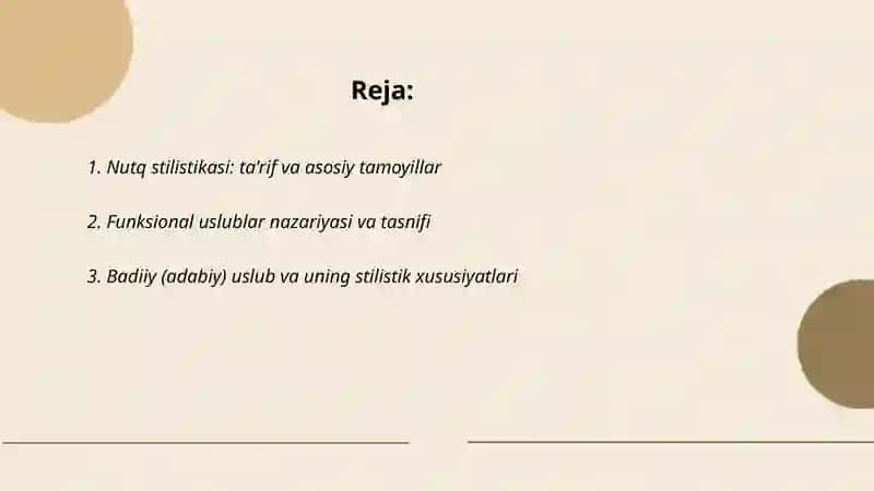 Nutq stilistikasi. Funksional uslublar haqida ma'lumot. So'zlashuv uslubi 2