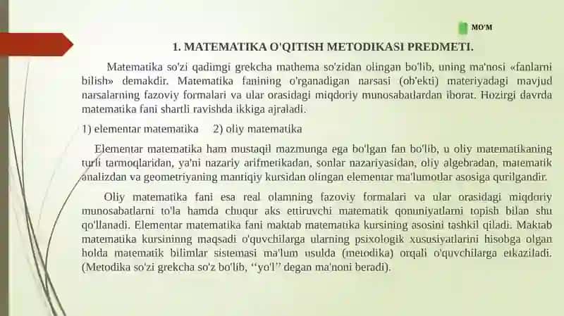 Umumiy o’rta ta’lim maktablari va akademik litseylarda matematika o’qitish masalalari 2