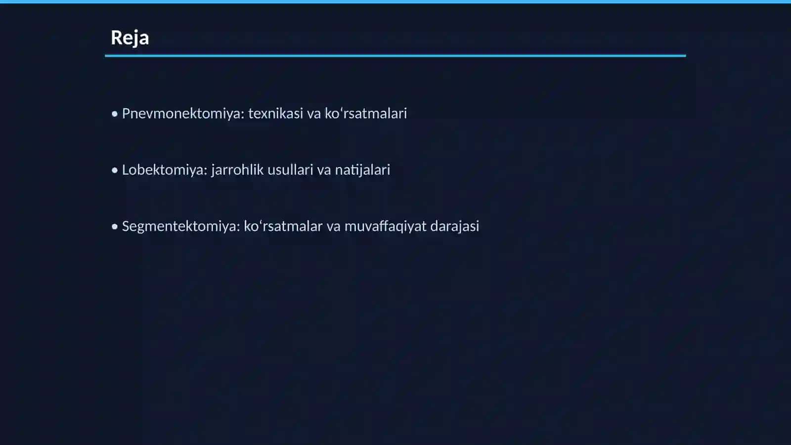 Pnevmonektomiya, lobektomiya, segmentektomiya texnikasi 2