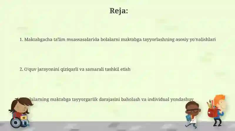 Maktabgacha taʼlim tashkilotlarida bolani maktab taʼlimiga tayyorlash 2