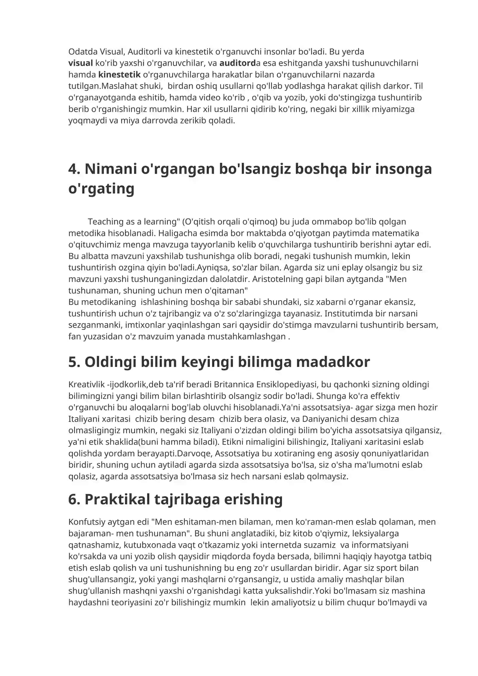 Xotirani oshirishning 10 usuli 2