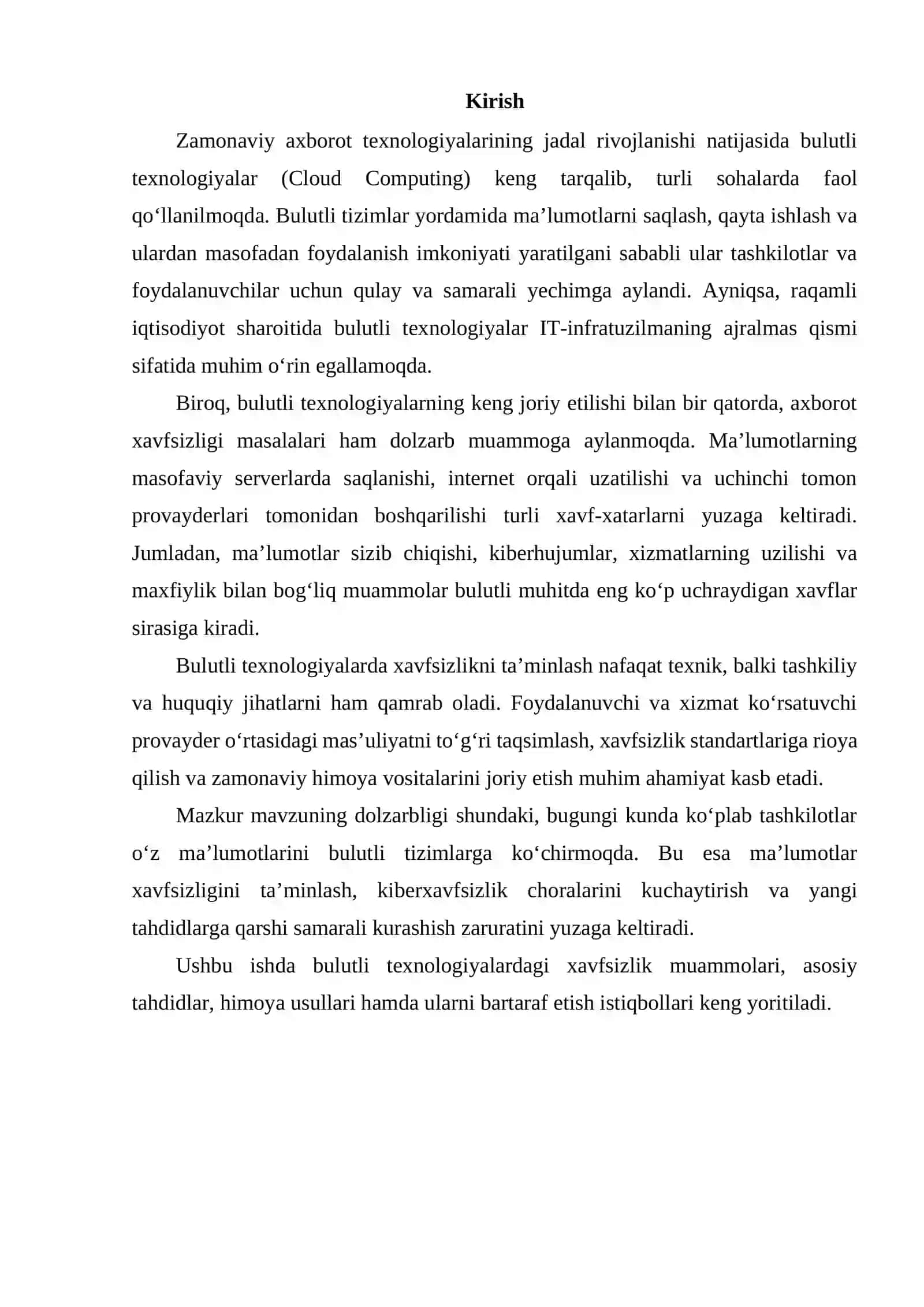 BULUTLI TEXNOLOGIYALARDAGI XAVFSIZLIK MUAMMOLARI 2