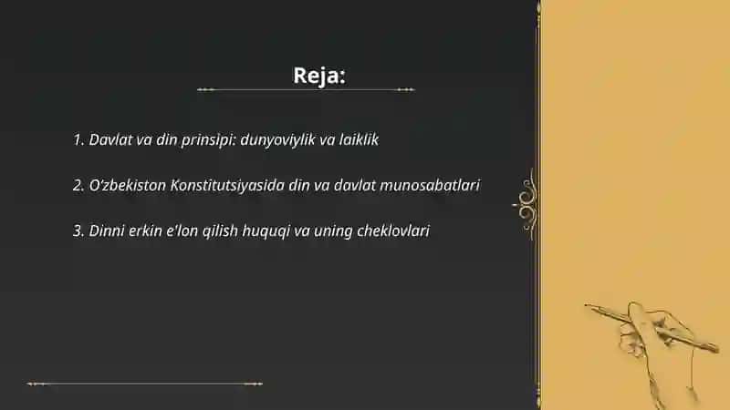 Davlat va Din Munosabatlari 2