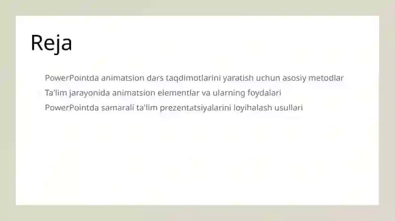 Power point dasturidan foydalanib animatsion dars taqdimotlari yaratish metodikasi 2