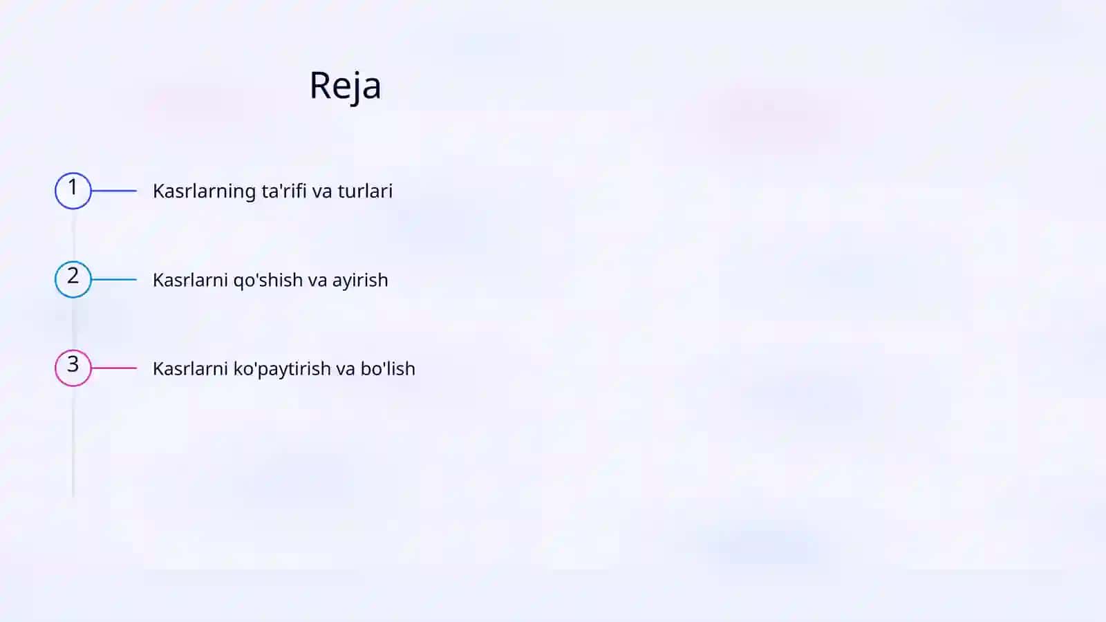 Kasrlar haqida dars ishlanma tuzish 2