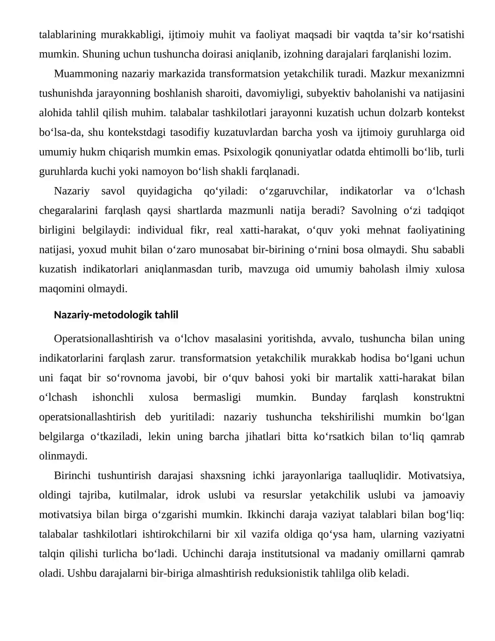 YETAKCHILIK USLUBI VA JAMOAVIY MOTIVATSIYANING BAHOLASH VA DIAGNOSTIKA MASALALARI 2