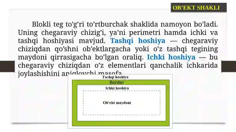 WEB SAHIFANING POG’ONALI SHAMOYILI YORDAMIDA WEB SAHIFAGA OB’EKTLARNI JOYLASHTIRISH 2