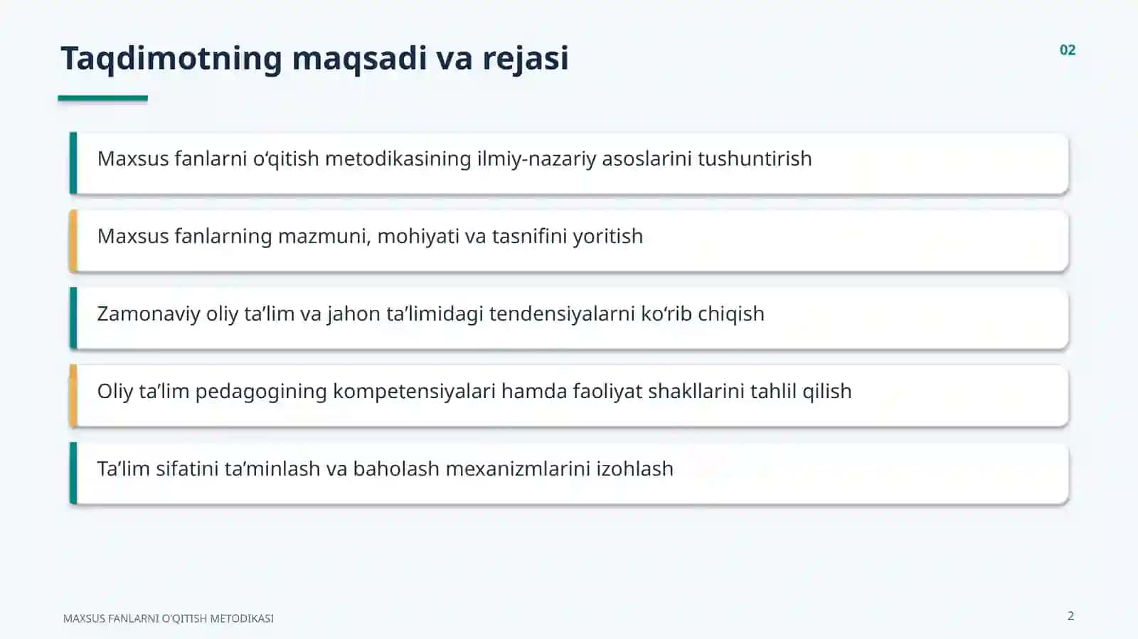 Ilmiy-nazariy asoslar va oliy ta’limda pedagogik faoliyatni tashkil etish 2