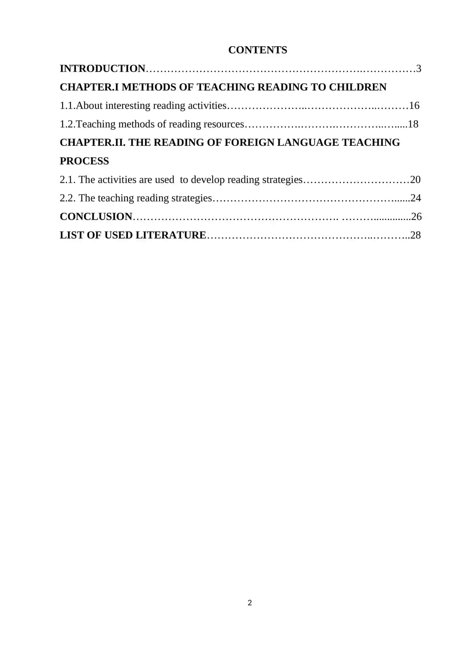 Course Work: Teaching Reading Using Various Activities 2